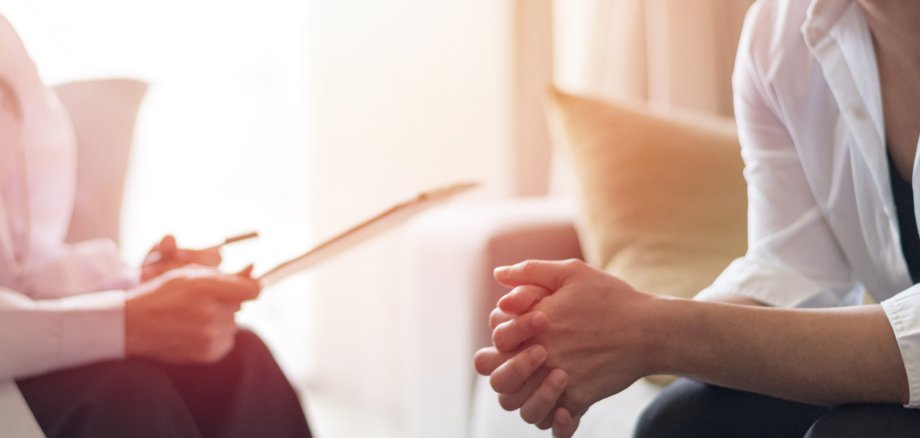 Counsellor and advice seeker in conversation.