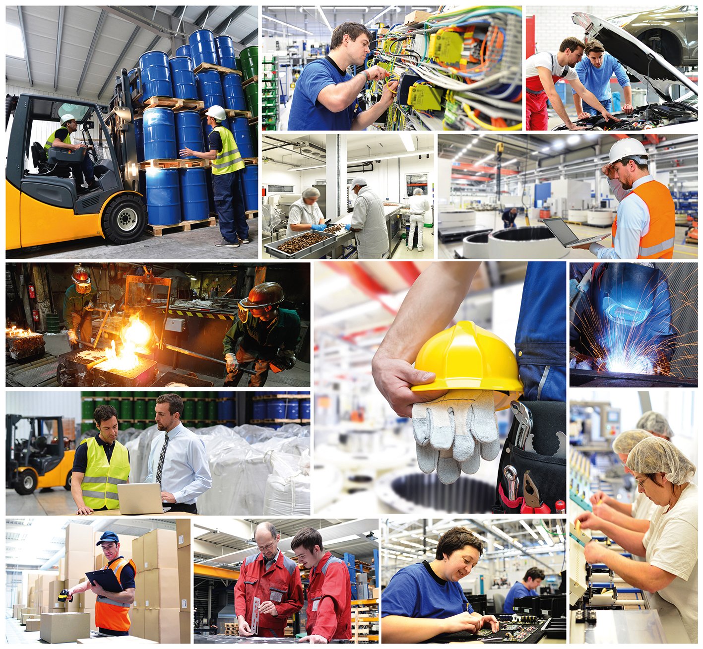 Collage of different professions. Each picture shown as a rectangle.