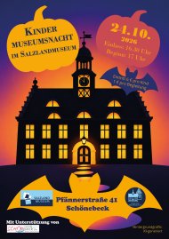 Cartel del evento «Noche de los museos infantiles» en el Salzlandmuseum de Schönebeck, el 24 de octubre de 2026 Cartel del evento «Noche de los museos infantiles» en el Salzlandmuseum de Schönebeck, el 24 de octubre de 2026