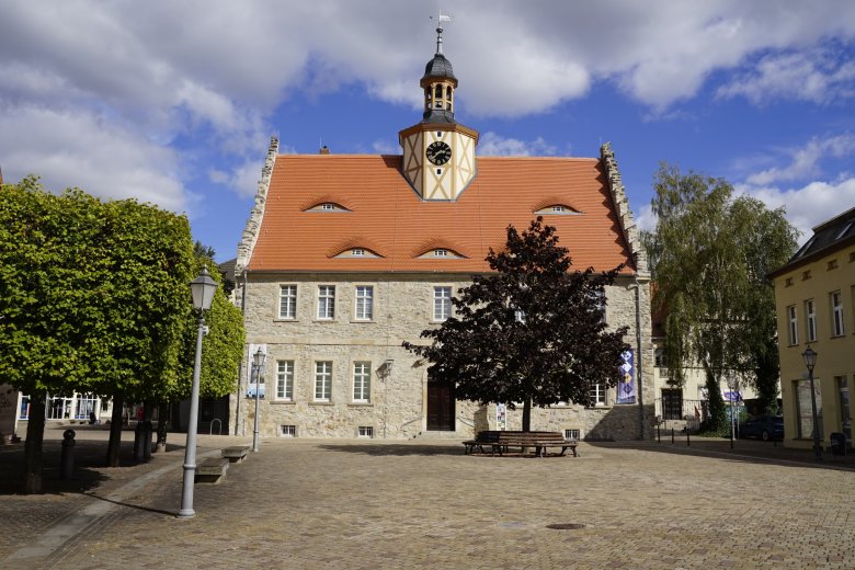 Vista frontal del Salzlandmuseum en verano
