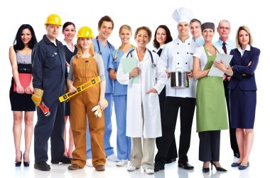 Groupe de professions Personnes de différentes professions côte à côte comme image de corps entier.