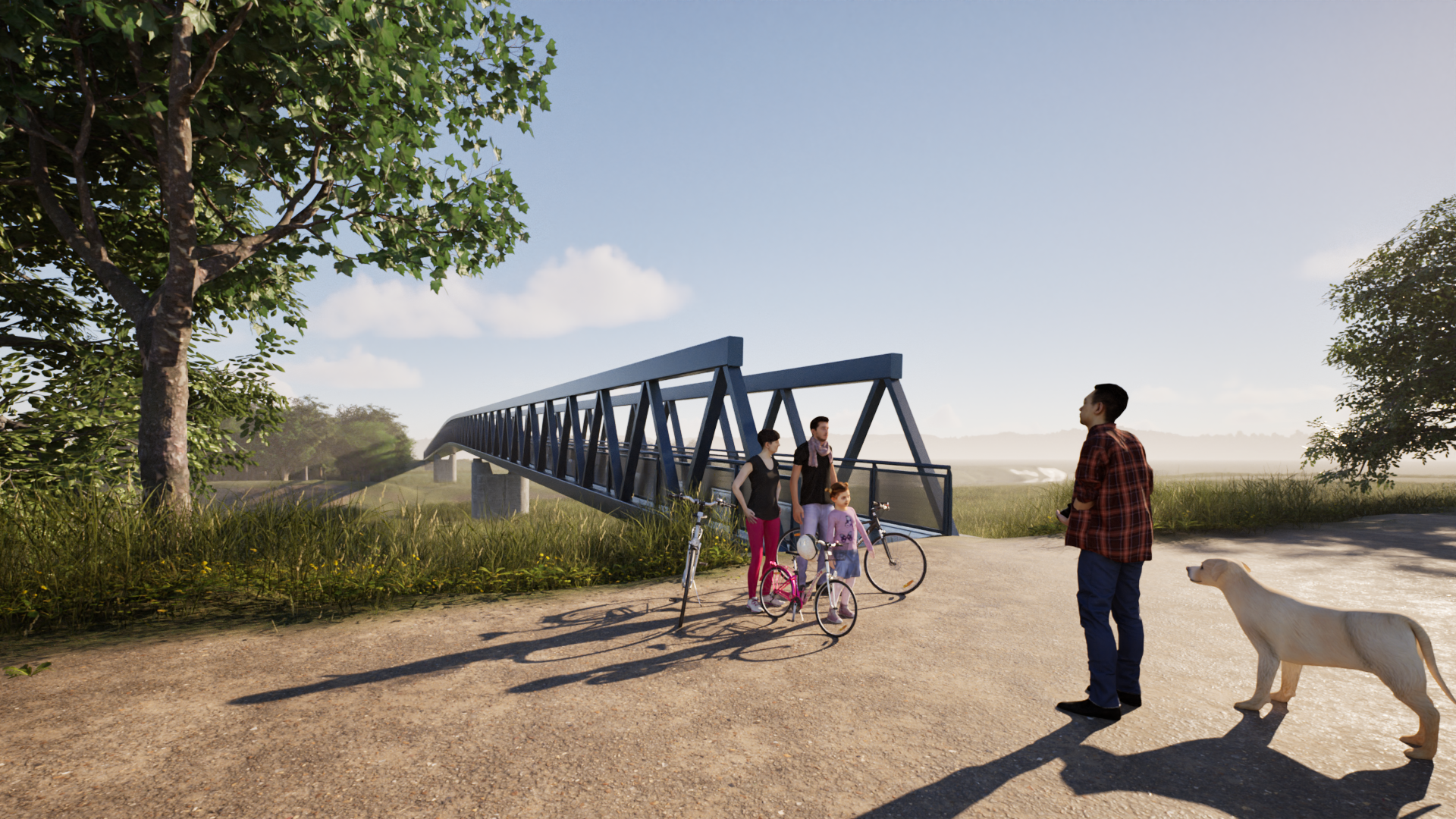Le début des travaux du pont cyclable se rapproche après l'attribution du marché La photo montre le pont cyclable près de Groß Rosenburg une fois les travaux achevés