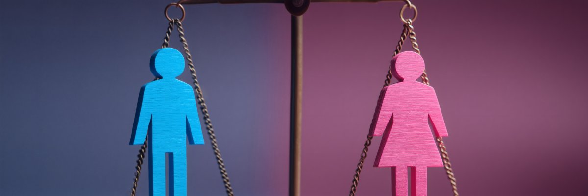 Un homme et une femme sur une balance. Symbole de l'égalité des sexes, de l'équilibre entre les sexes et de la parité. Égalité des salaires. Un homme et une femme sur une balance. Symbole de l'égalité des sexes, de l'équilibre entre les sexes et de la parité. Égalité des salaires.