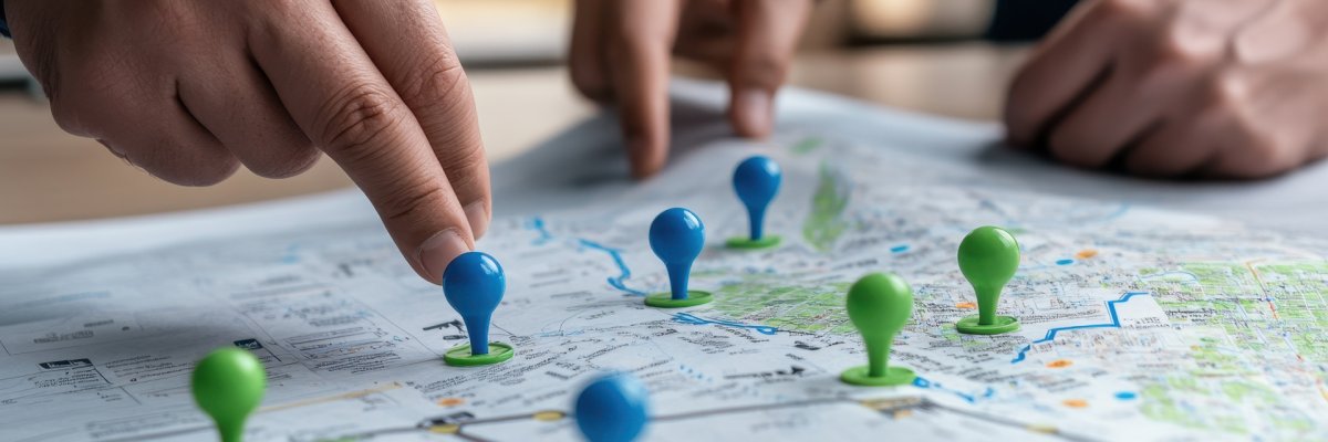 Expansion stratégique : pointer du doigt une carte d'opportunités de marché et de stratégies de croissance