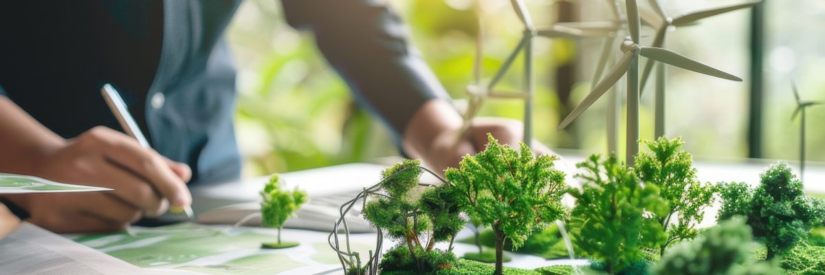 Personne travaillant sur un projet durable, écologique avec des