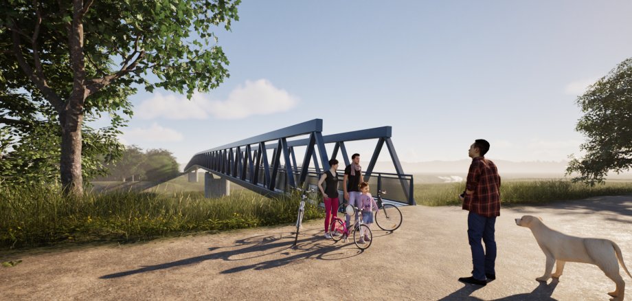 Das Bild zeigt die Radfahrerbrücke bei Groß Rosenburg nach Fertigstellung