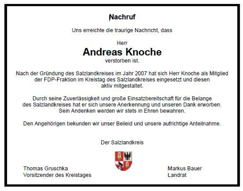 Nachruf Andreas Knoche