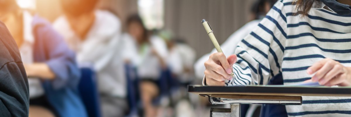 Exam at school with student's taking educational admission test